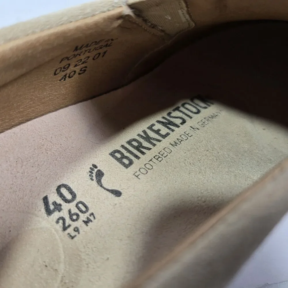 Birkenstock Women's Beige Suede Slip-On Flats